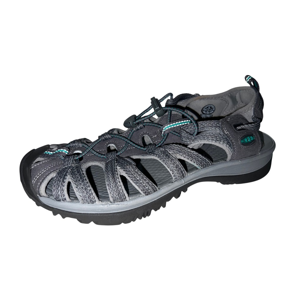 Keen Whisper Sandals Womens 10 Gray Teal Waterproof Hiking Outdoor Water Shoes